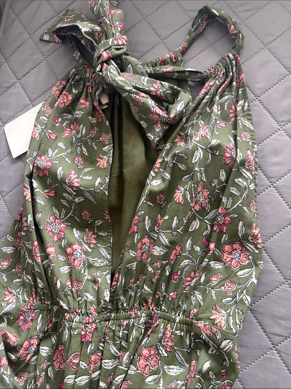 NWT Dune Dress Halter Maxi Khaki with Pink Floral Print - Picture 16 of 16
